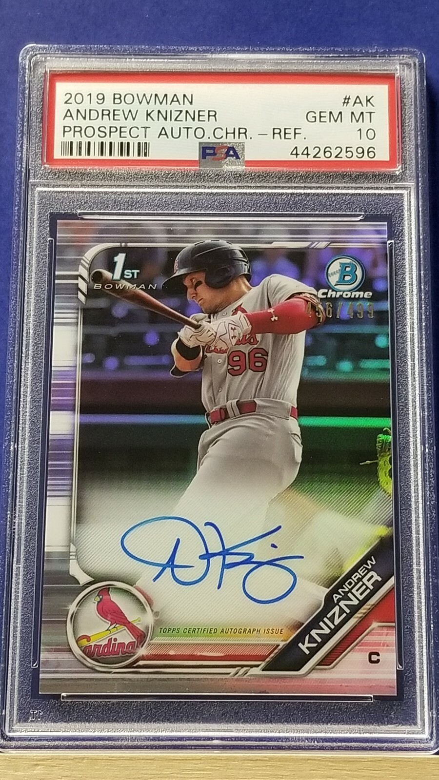 Andrew Knizner - 2019 Bowman Chrome Refractor Autograph  PSA 10  #456/499