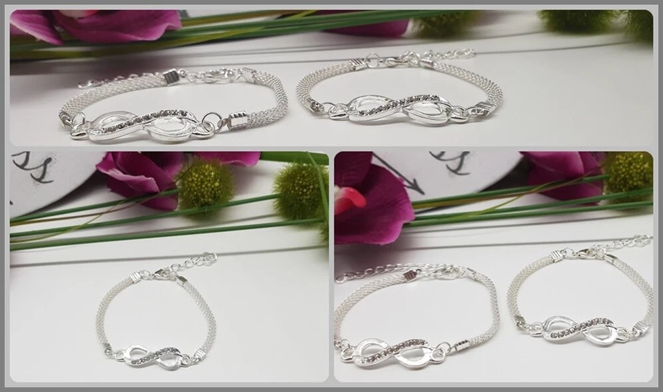 2 Stück Damen Mädchen Freundschaftsarmbänder Unendlichkeit Armband 925 silber pl - Bild 2 von 2