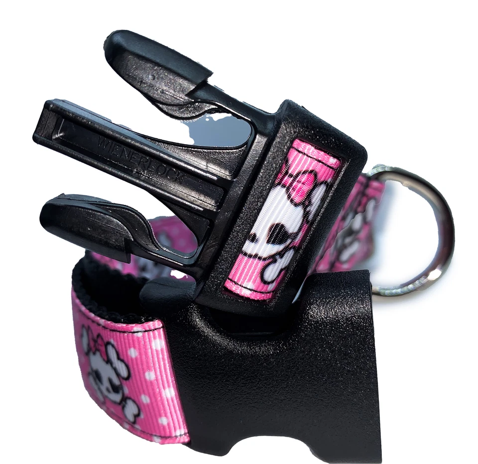 Lindo Collar Rosa Arco Calavera Perro Ajustable Collar Rosa para Niña Perros Foto 4 de 4