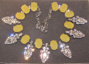 Lia Sophia Astoria Necklace Resin Jade & Cut Crystals Statement 17-20”