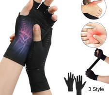 Copper Compression Gloves Gym Arthritis Carpal Tunnel Hand Support Pain Relief 