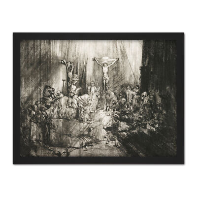 Rembrandt Christ Crucified Between Two Thieves Large Framed Art Print