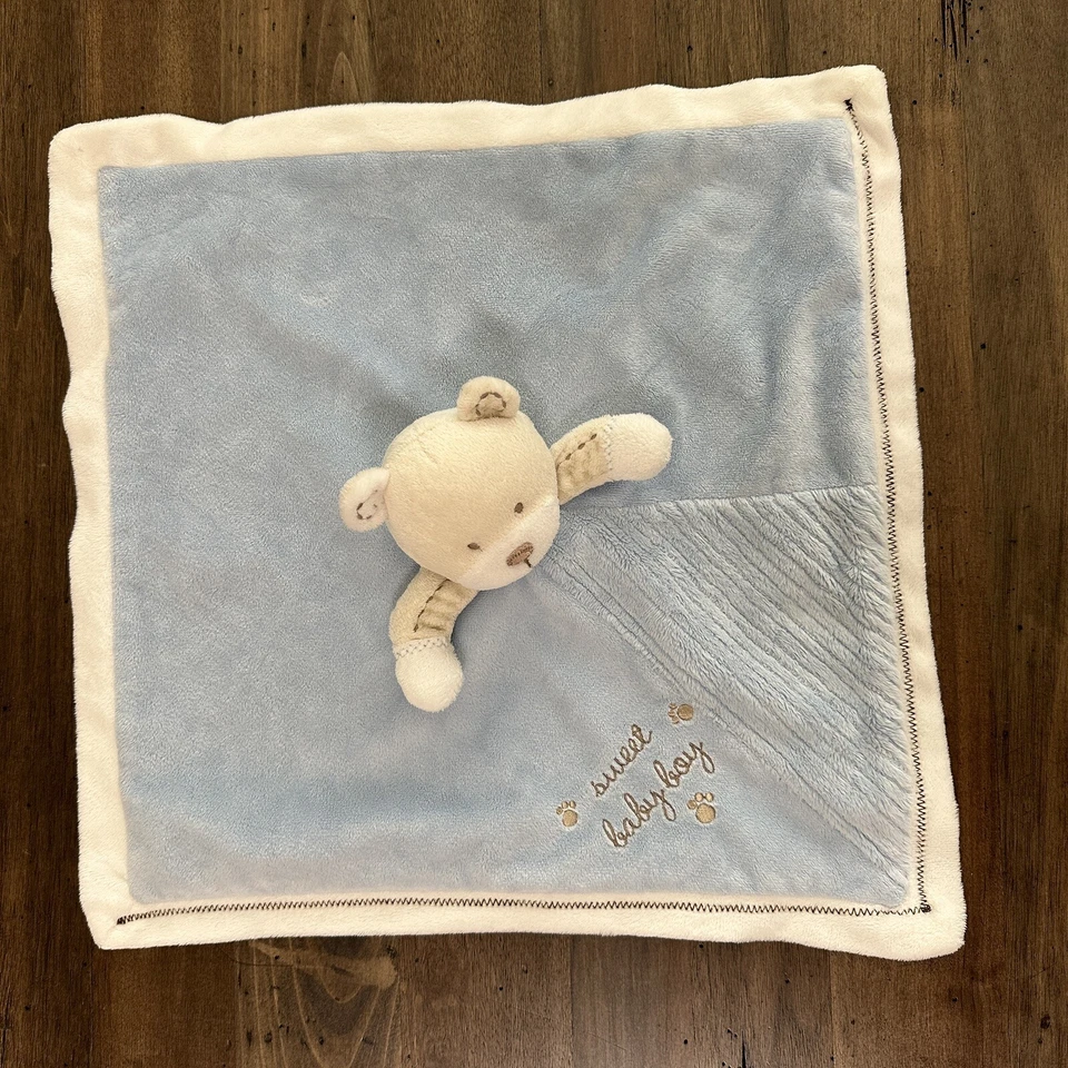 Carters Dulce Bebé Niño Azul Crema OSO AMOR Sonajero Satinado Espalda Pata de Seguridad Foto 2 de 4