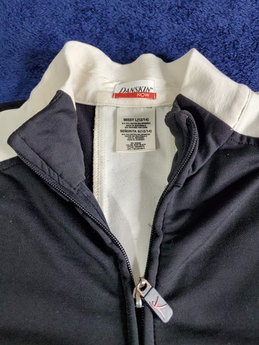 Danskin Now Athletic Jacket Missy Sz L (12-14) Black/white Long Sleeve Full Zip - Picture 2 of 5