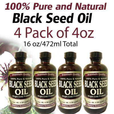 4 PACKS of  4 oz 100% Pure & Natural Virgin Black cumin Seed Oil, Nigella Sativa