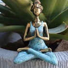 Yoga Lady, Girl Woman, Figurine 24 CM High Hand Made Polystone Bronze Turquoise