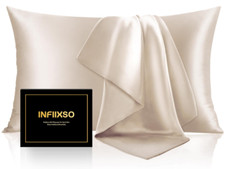 1 Pack Silk Pillowcase, Blissy-like DKBslik for Hair and Skin,Beige Queen Size