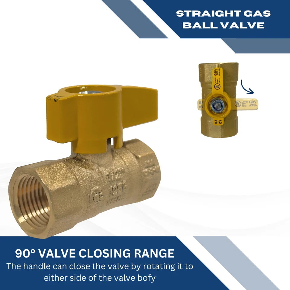 10) VÁLVULA BOLA GAS LATÓN IPS 1/2", HOMOLOGADA CSA 1/4 VUELTA - PROPANO, GAS NATURAL Foto 4 de 4
