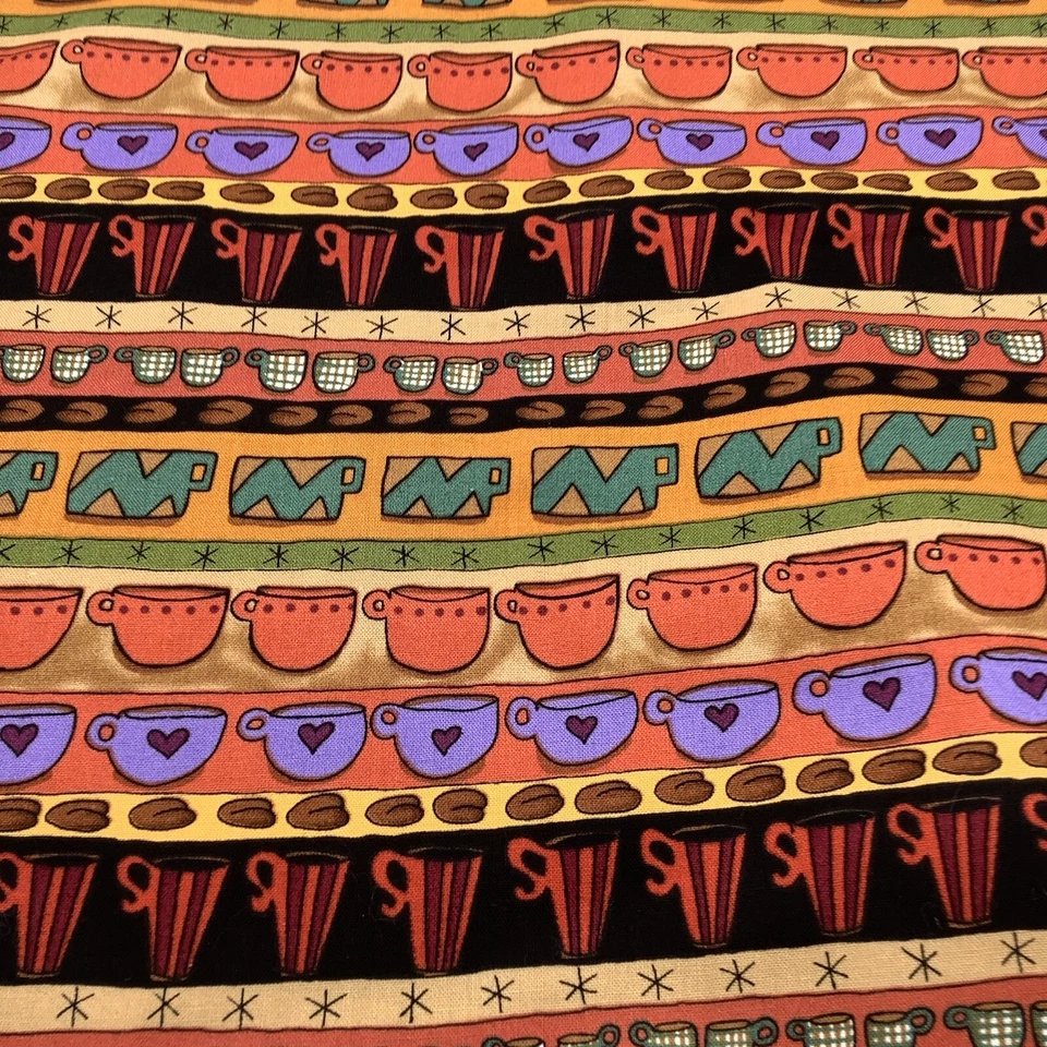 Blank Textiles Coffee Cup Bean Cotton Fabric 2 Yards Earth Tones - Image 3 of 4