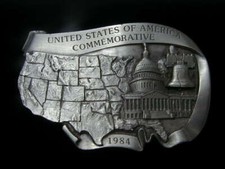 VTG. 1984 UNITED STATES OF AMERICA COMMEMORATIVE BELT BUCKLE 82/5000 US MADE