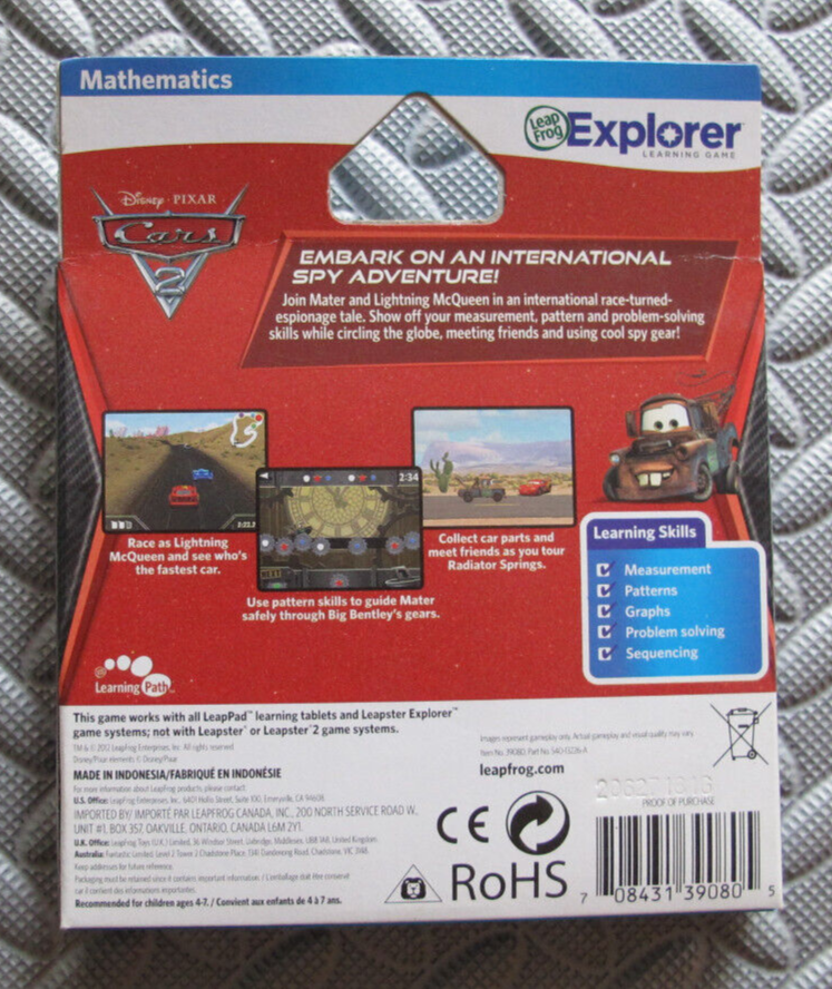 LeapPad2 explorer　LeapFrog カーズ2ソフト• 取説付き Cars 2 (LeapPad, 2010) for sale online | eBay