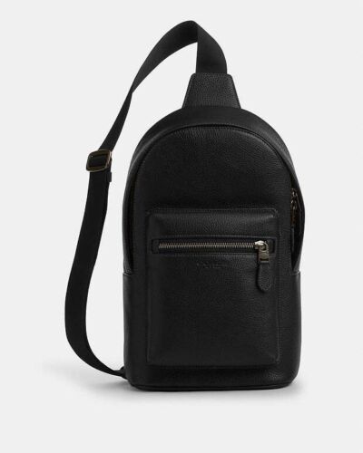 NWT COACH Black Leather WEST PACK BAG, CY206, MSRP $350.00