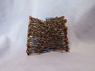 Hair Clip Brown Beaded Stretch Comb For Women Handmade Elastic Double Combs With