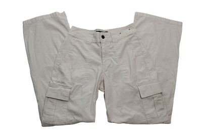 Hollister Womens Size 23 Ivory High Rise Vintage Baggy Khaki Cargo Pants Stretch