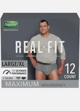 Depend Real Fit Large/Extra Large Incontinence Pants, 12 Count - 1 Pack...