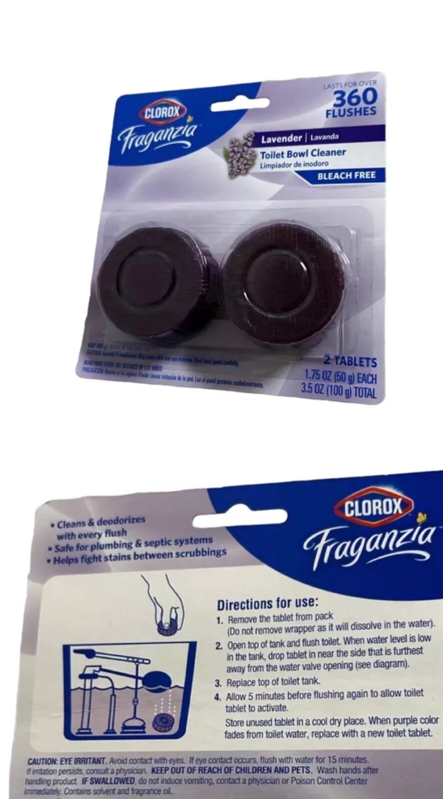 Clorox Fraganzia Bleach-Free Toilet Bowl Cleaner Tablets, Lavender Scent