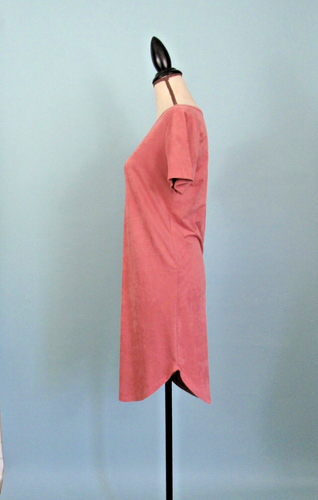 Size: L HEART HIPS Pink Shirt Dress Faux Suede Round Neckline Short Sleeve Girls - Picture 5 of 14