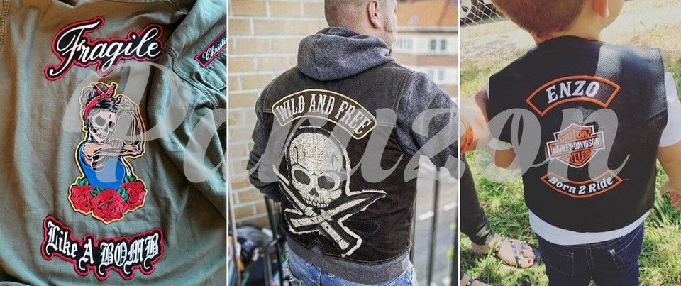 Custom Embroidered Top & Bottom Rocker Patch For MC Biker Vest - Sew On Badge