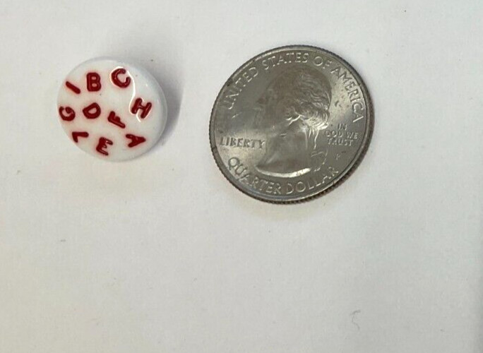 BUTTONS ETC. #P27805 - RED ALPHABET - ROUND - SHANK - 5/8" - 9 BUTTONS IN SET