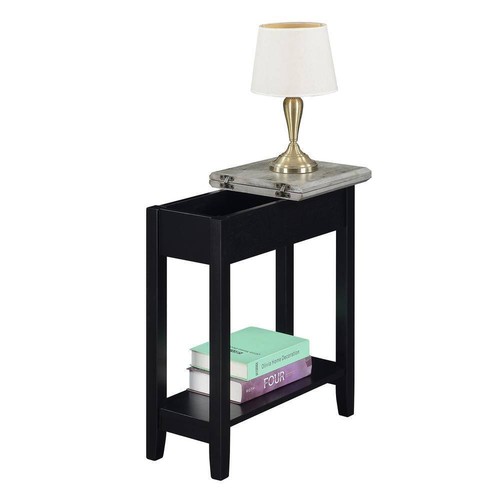 Convenience Concepts End Table W/Flip Top 11"Wx24"H Solid Wood Faux Birch+Black - Picture 2 of 5