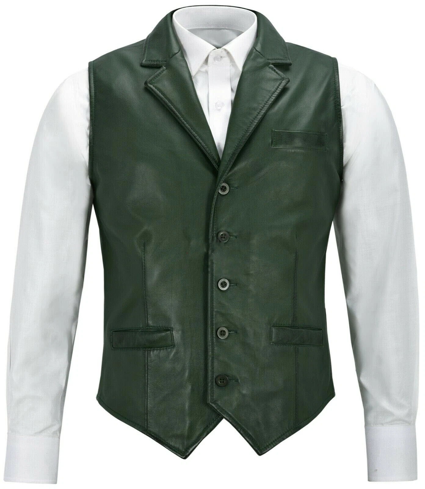 Men's Dark Green Lambskin Leather Waistcoat Western Style Cowboy Gilet Vest Coat
Opens in a new wind