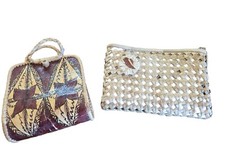 Lot Of 2 Vintage Rattan/Bamboo/Straw Woven Purses