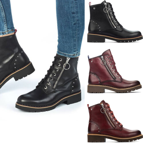 Women Pikolinos Vicar Boots Lace Up Leather Ankle Boots with Zipper NEW - Afbeelding 1 van 18