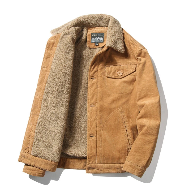 Men's Corduroy Sherpa Trrucker Jacket Fur Fleece Lined Classic Retro Winter Coat
Opens in a new wind