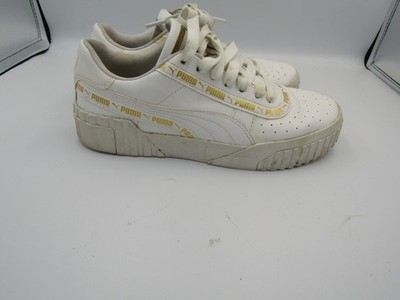 PUMA SNEAKERS Child Size 6 PUMA WHITE WITH Gold ACCENTS - USED