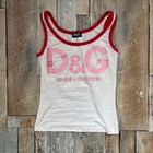 Y2k D&G Cami Top Vest White Pink Divine & Glamour Glitter Size XS