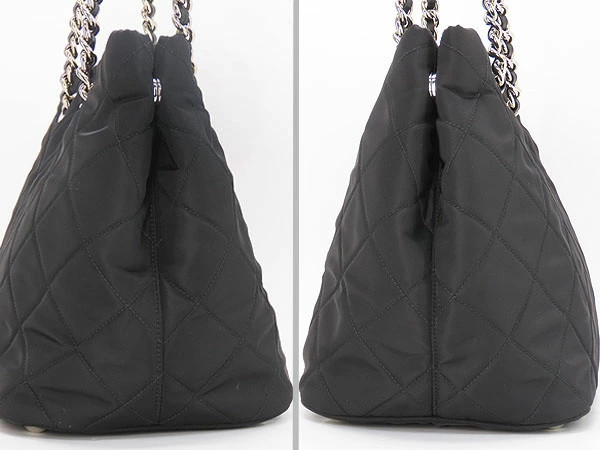 Prada Tessuto Impuntu 2Way Quilted Chain Shoulder Tote Bag Black Nylon 1BG740 image 3