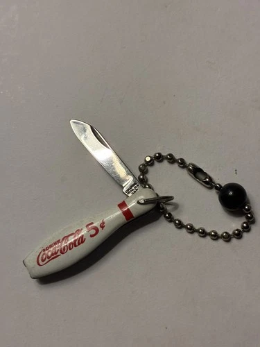 VINTAGE Drink Coca-Cola bowling pin and ball - Rare - KEYCHAIN KNIFE -NICE! HTF