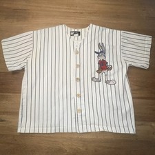Vintage 90s Top Line Bugs Bunny Baseball Shirt Jersey Looney Tunes Warner Bros L