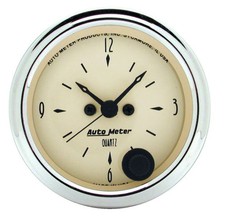 Autometer 1885 Antique Beige Clock 2-116 12-hour Analog