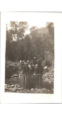 Horses Wagon in Stream Postcard RPPC 1920s Halftone Rural Conveyance Unposted