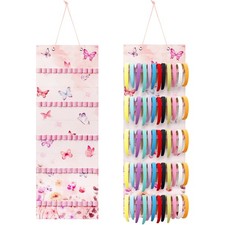 Hanging Headband Holder for Girls Felt Hair Accessories Organizer with 60 Ela...
