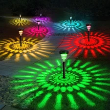 Solar Pathway Lights 12 Pack, Outdoor Solar Yard Lights, RGB Color Changing+W...