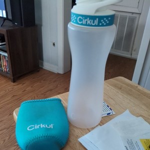 Cirkul 22oz Blue Water Bottle With Lid And Matching Sleeve 