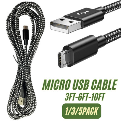 Lot Braided Micro USB to USB A Cable Charger Cord For Samsung Google LG Android