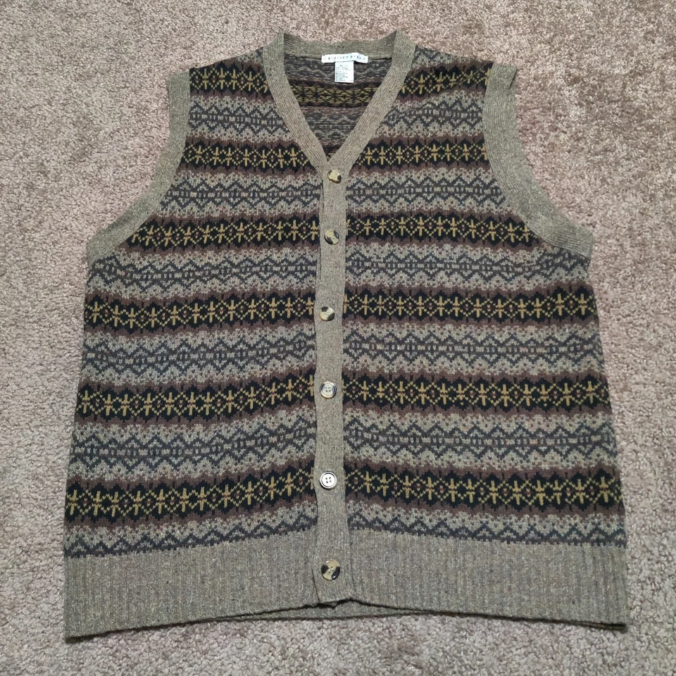 Chaleco Cárdigan Vintage Geoffrey Beene 100% Lana Cordero Azteca Suroeste Para Hombres XL Foto 3 de 4