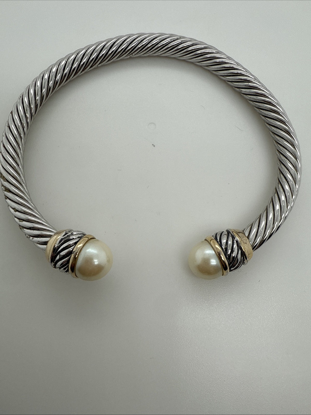 Twisted Cable Cuff Open Bangle Bracelet Silver To… - image 1