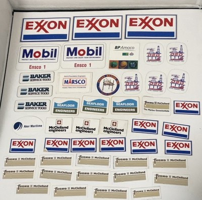 Vintage Sticker Lot Of 47 Stickers Oil Exxon Mobil Various Sizes Drilling Fugro