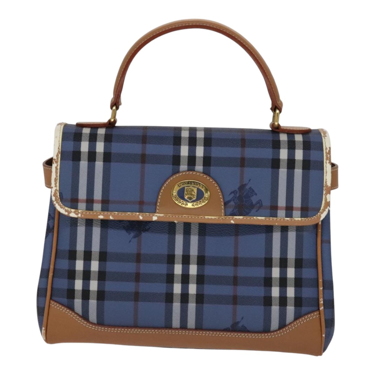 Burberrys Nova Check Hand Bag PVC Leather 2way Blue Auth 111399 | eBay