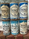 6 pack of Busch Beer cans Flat tops Juice Tab Anheuser Busch Brewing — photo 1