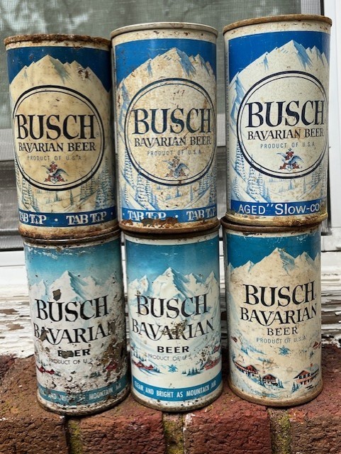 6 pack of Busch Beer cans Flat tops Juice Tab Anheuser Busch Brewing
