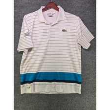Lacoste Sport Andy Roddick Striped Polo Shirt Mens 6 XL White Blue FC5962