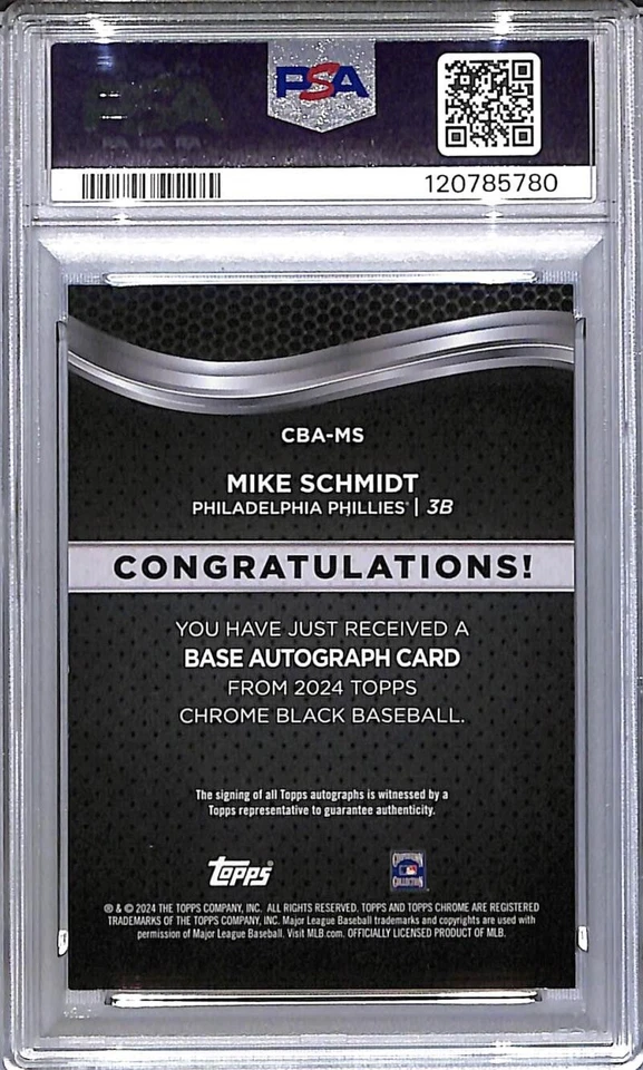 2024 Topps Chrome Black #CBA-MS Mike Schmidt PSA 6 EX-MT Auto Phillies  - Image 2 of 2