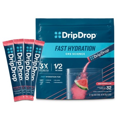 DripDrop Hydration Watermelon Electrolyte Packets, Drink Mix, 32 Count