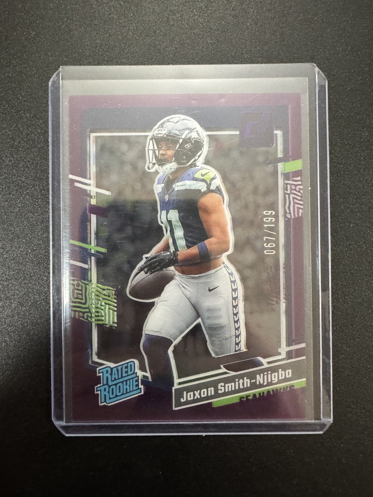 2023 Panini Clearly Donruss Rated Rookie Jaxon Smith-Njigba #67 Purple /199 (RC)
