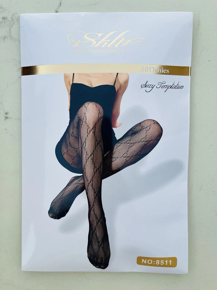 Medias de malla de moda Medias Color negro Letra Estilo G Sexy Medias transparentes Foto 4 de 4
